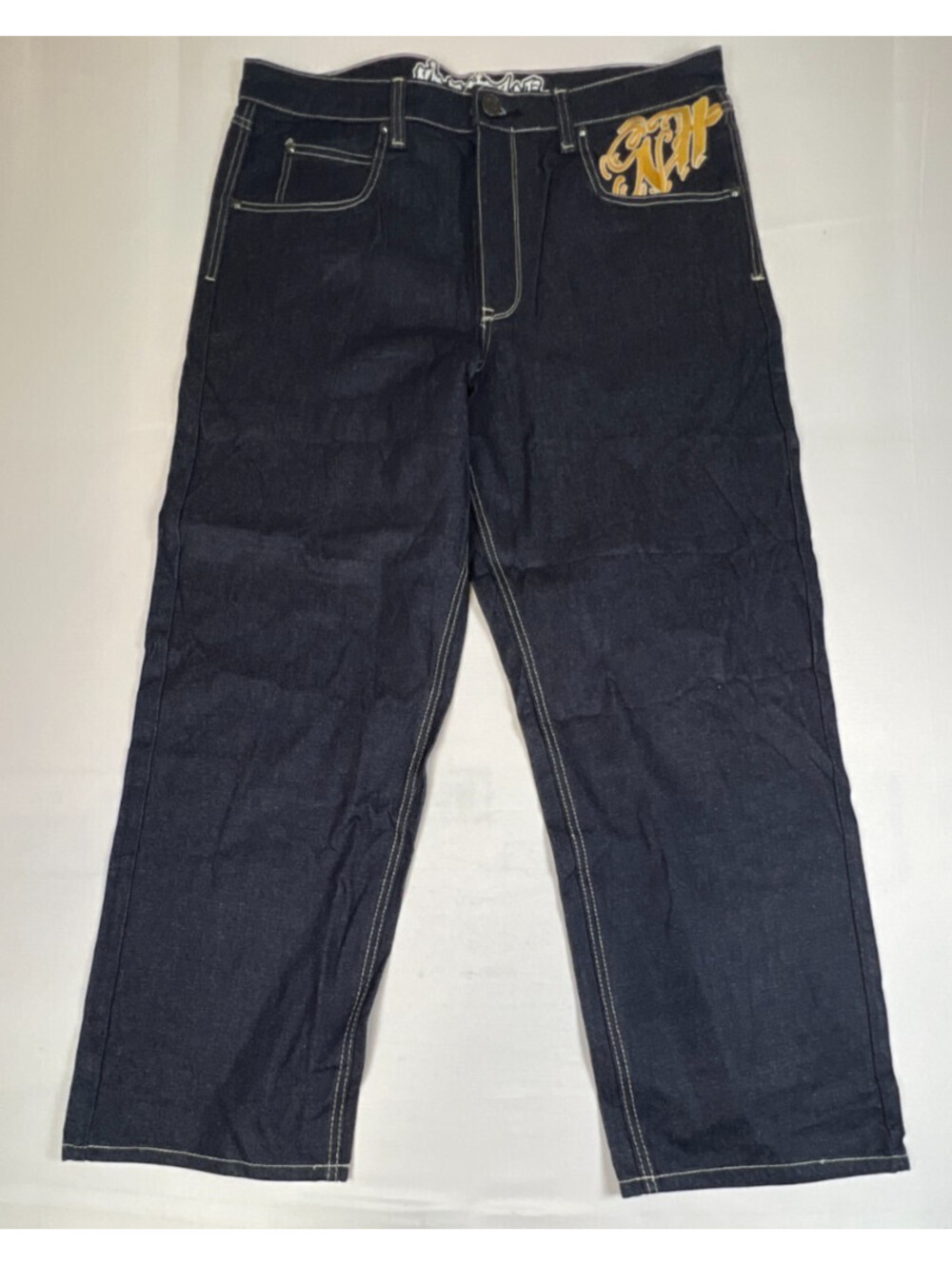 Ninth Hall Men 38x31 Ambush Tiger Floral Embroidered Dark Blue Denim Jeans